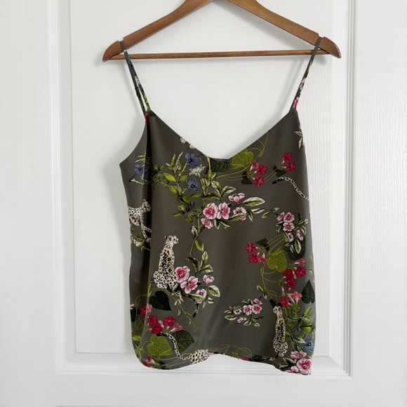 L'AGENCE Cami Tank Top Silk Jungle Floral Leopard - Picture 7 of 7